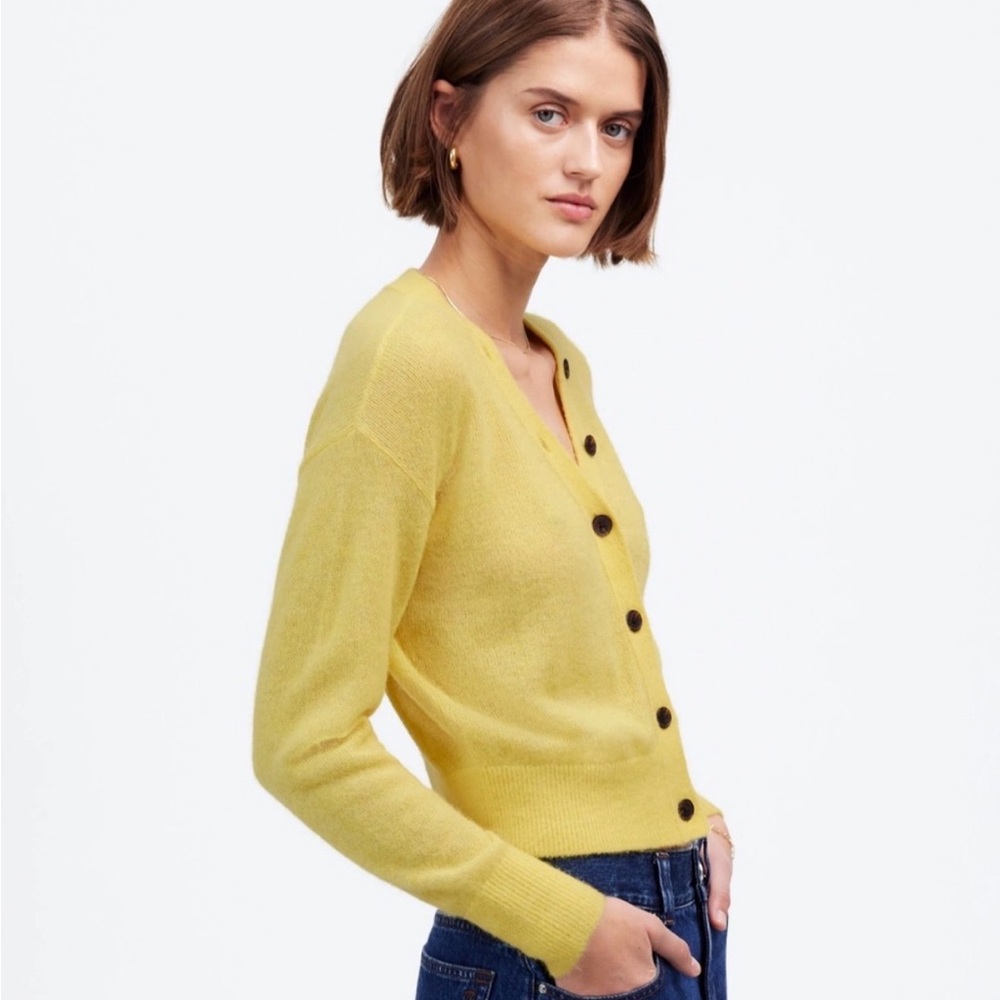 Madewell Yellow Button-Front V-Neck Cardigan